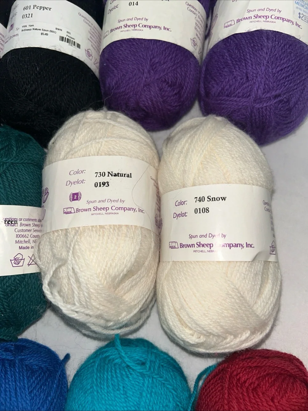 Nature Spun Brown Sheep Sports Weight Mixed Lot 13 Skeins Wool Mothproofed